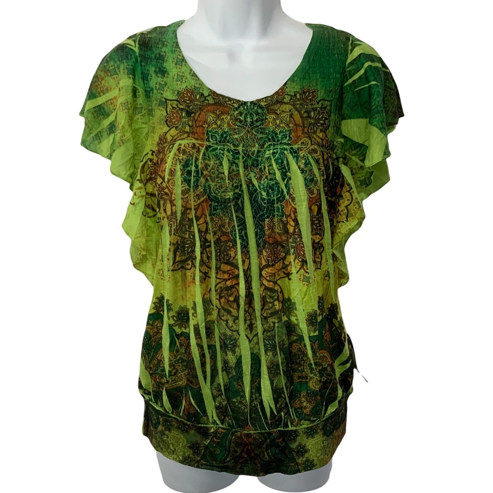 Apt. 9 Green Ruffled Top NWT